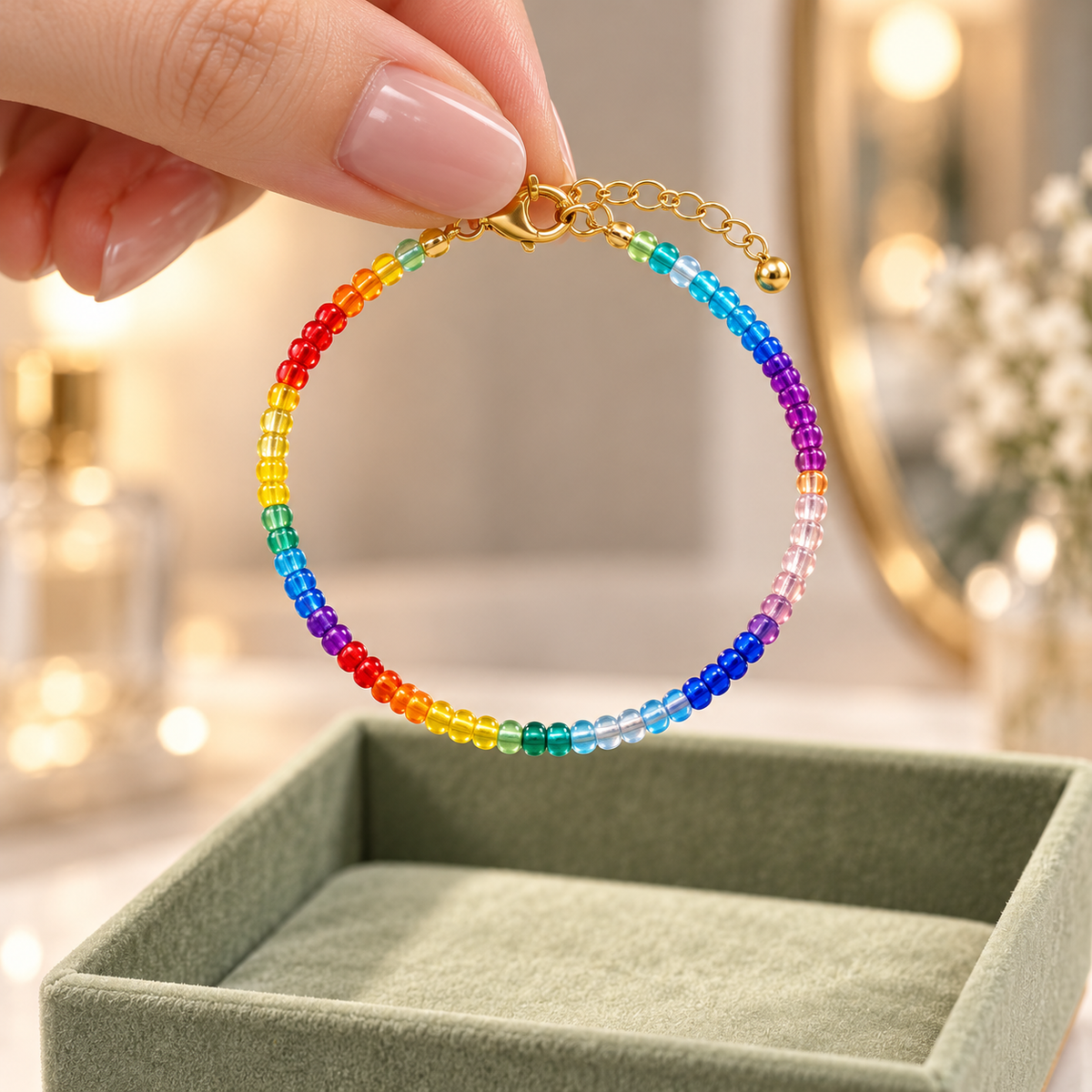 Rainbow Colorful Seed Bead Bracelet