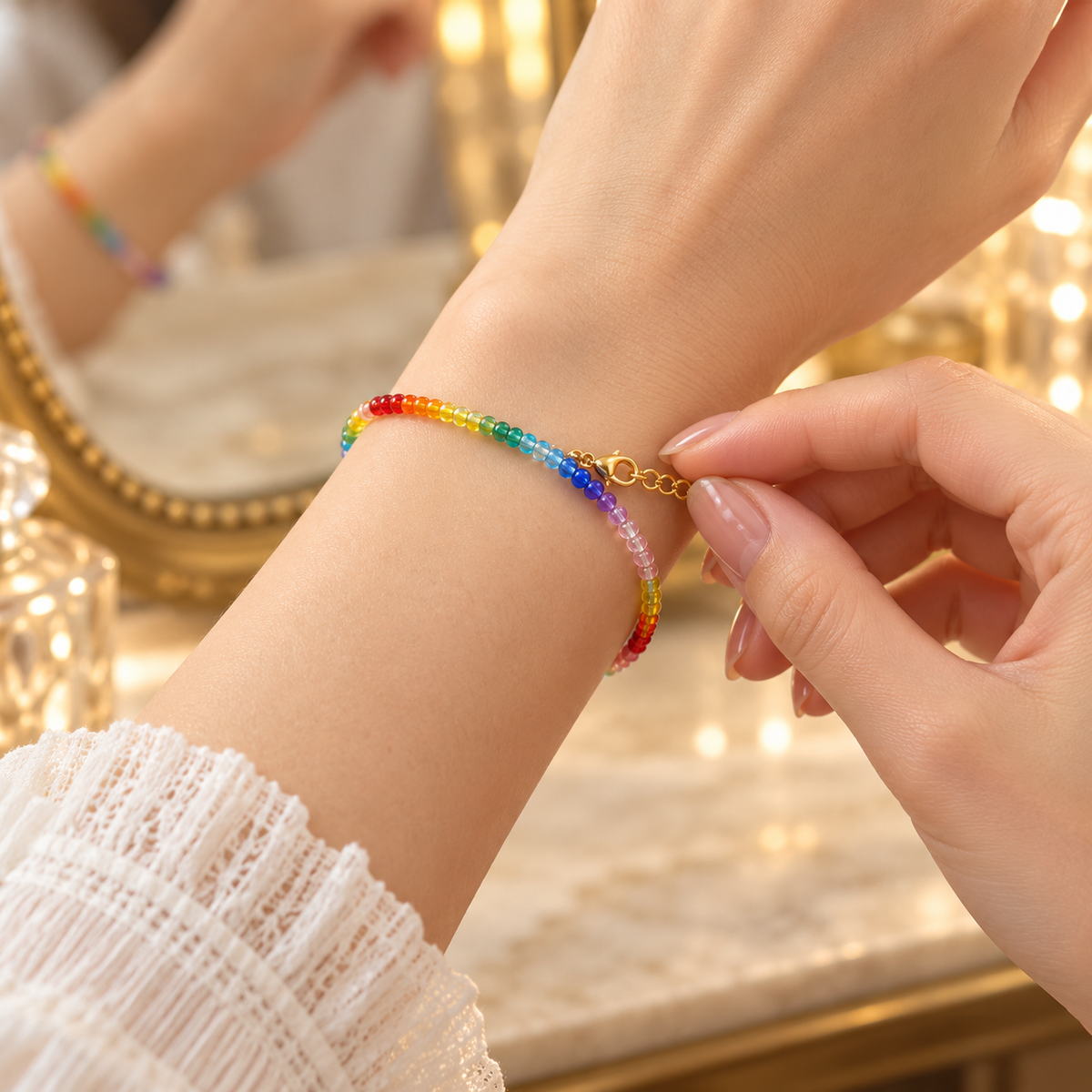 Rainbow Colorful Seed Bead Bracelet