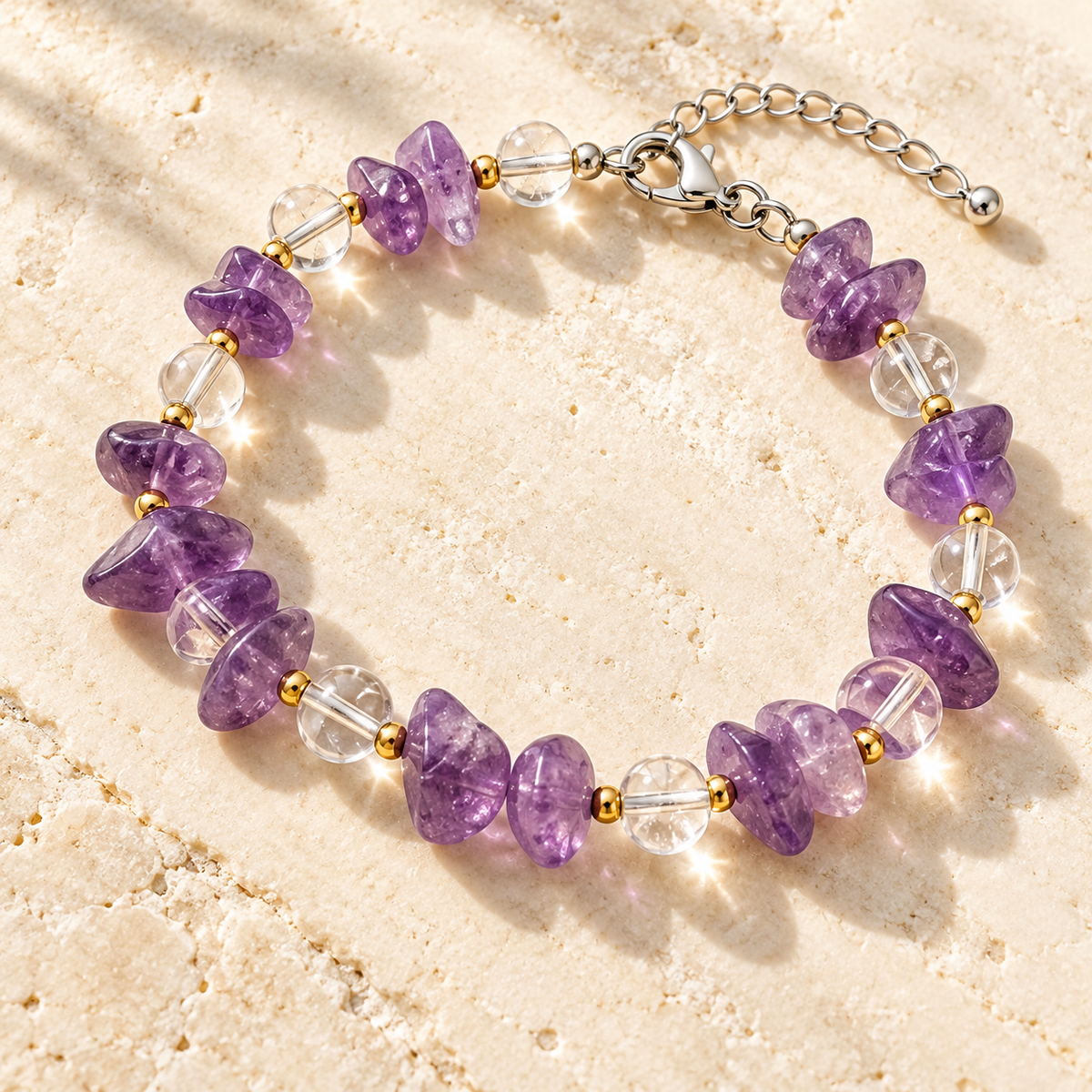 Lilac Purple Irregular Bead Bracelet