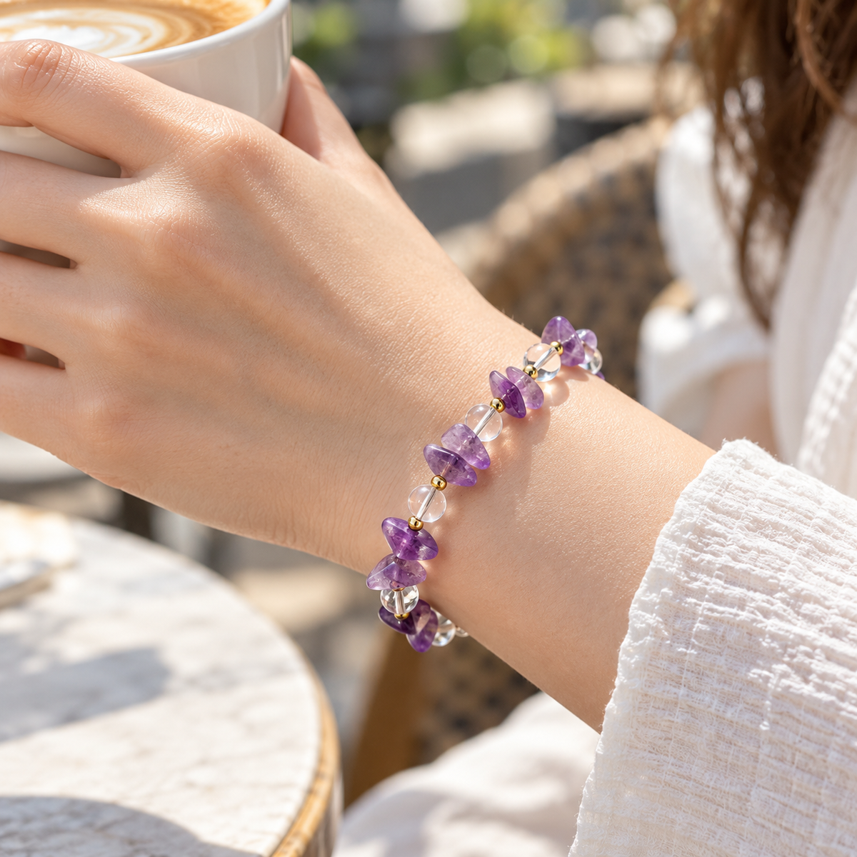 Lilac Purple Irregular Bead Bracelet