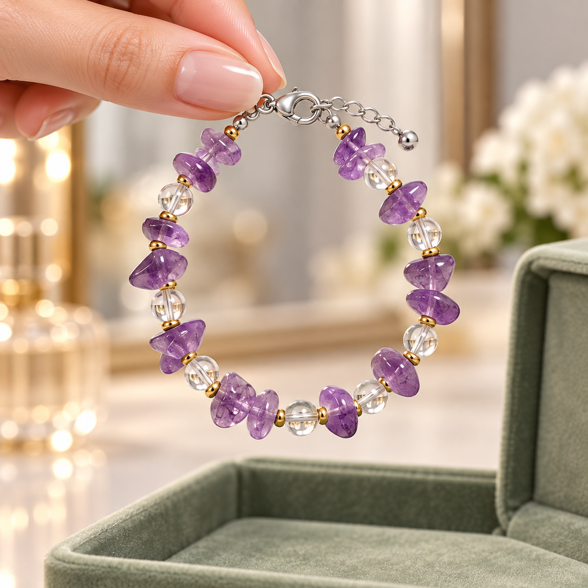 Lilac Purple Irregular Bead Bracelet