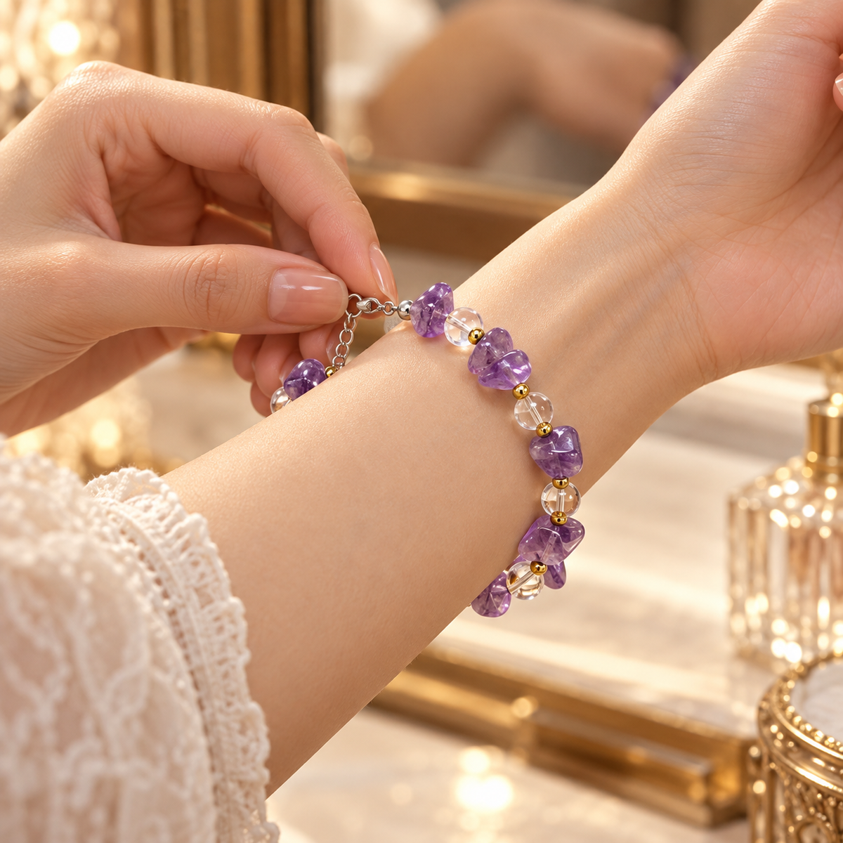 Lilac Purple Irregular Bead Bracelet