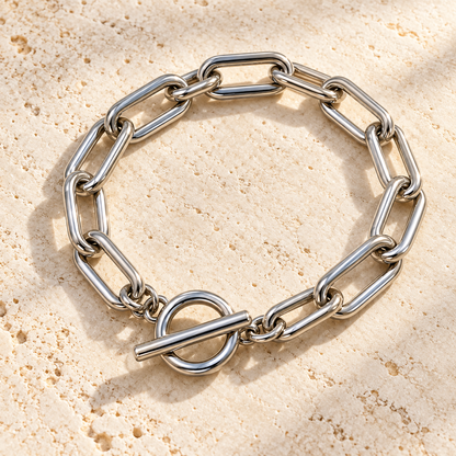Chunky Silver Link Toggle Bracelet