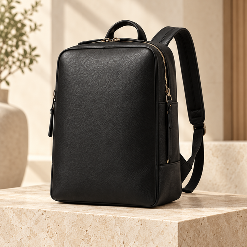 Textured Black Zip-Around Backpack