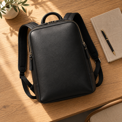 Textured Black Zip-Around Backpack