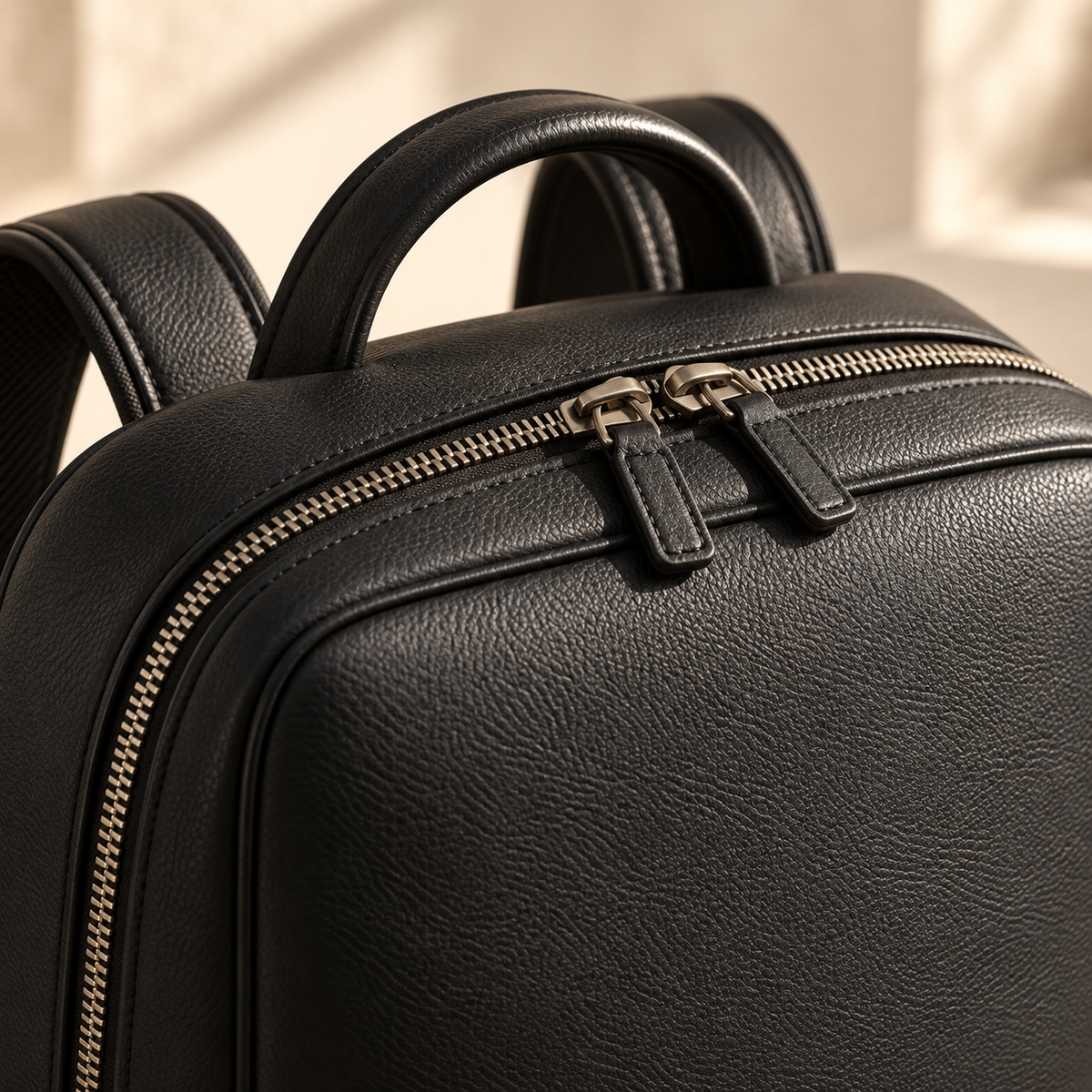 Textured Black Zip-Around Backpack