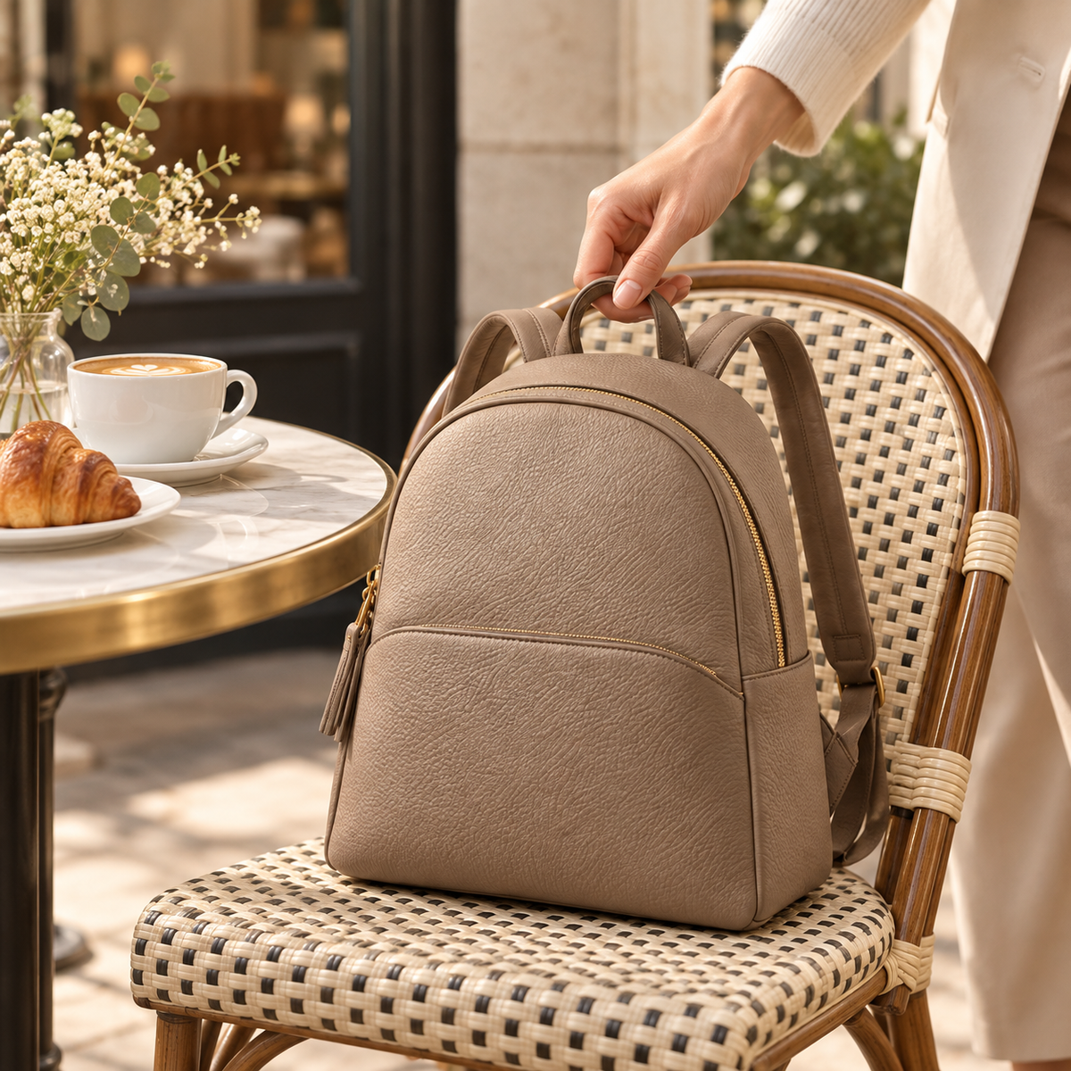 Textured Taupe Dome Backpack