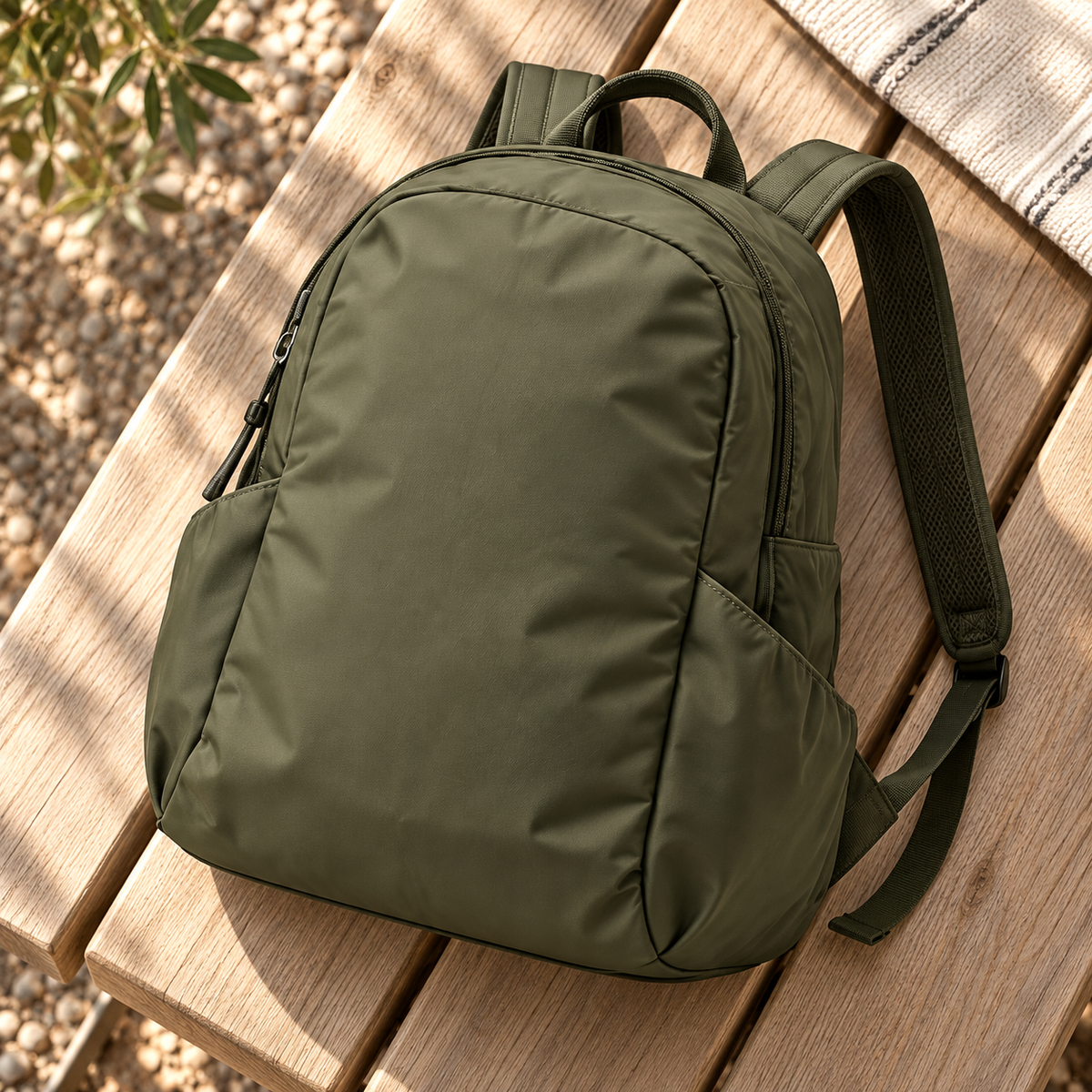 Olive Green Side-Pocket Backpack