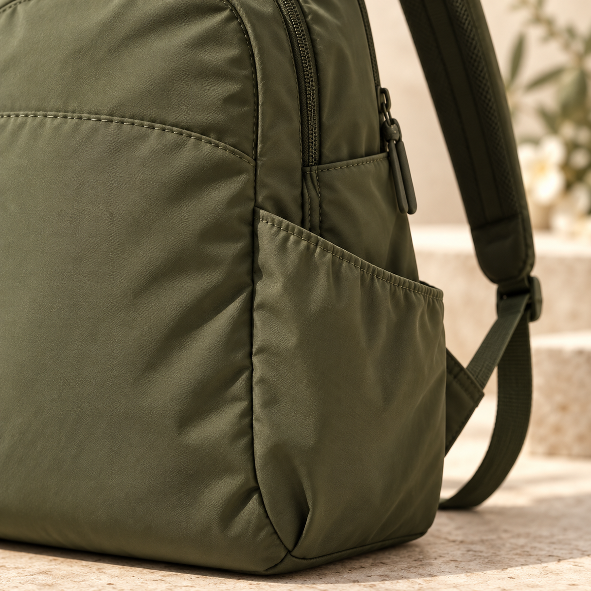 Olive Green Side-Pocket Backpack