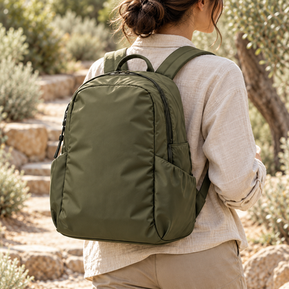 Olive Green Side-Pocket Backpack