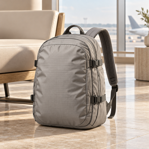 Gray Compression-Strap Backpack