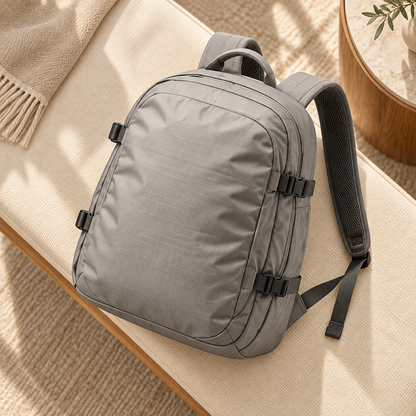 Gray Compression-Strap Backpack