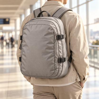Gray Compression-Strap Backpack