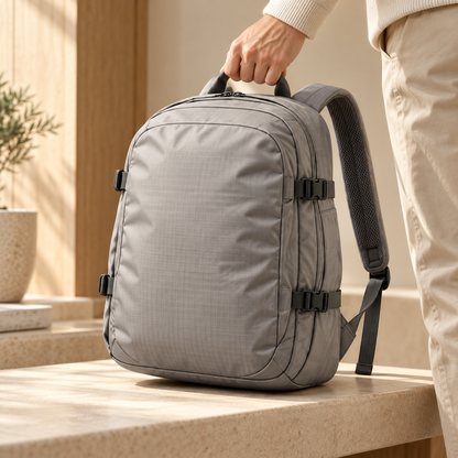 Gray Compression-Strap Backpack